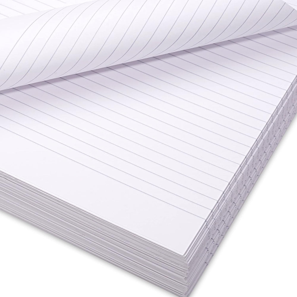 Rhino A4 punched exercise paper with 8mm ruled lines and margin, 500 sheets of lined stationery for note-taking and writing.
