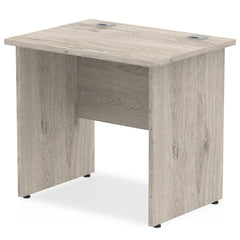 Impulse 800 x 600mm Straight Desk Grey Oak Top Panel End Leg I003082 DD