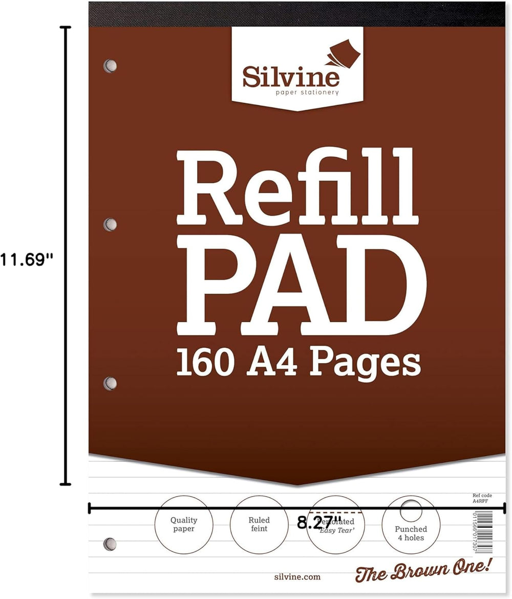 Silvine A4 Refill Pad - Lined (160 Pages) Single