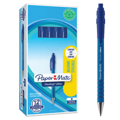 Paper Mate Flexgrip Ultra Retractable Ballpoint Pen 1.0mm Tip 0.5mm Line Blue (Pack 12) - S0190433