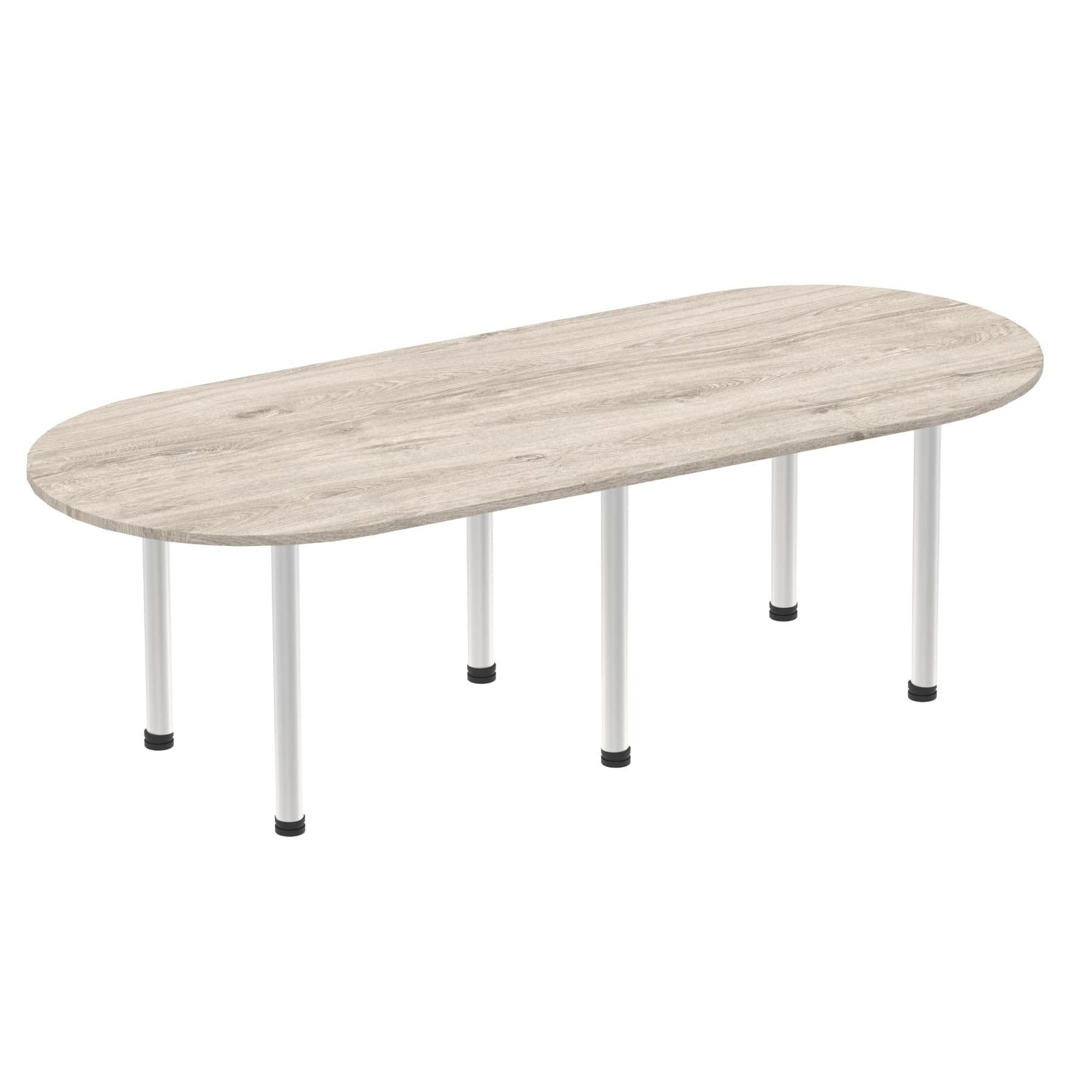 Dynamic Impulse 2400mm Boardroom Table Grey Oak Top Silver Post Leg I003246 DD