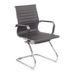 Nautilus Designs Aura Contemporary Medium Back Bonded Leather Executive Cantilever Visitor Chair With Fixed Arms Grey - BCL/8003AV/GY DD