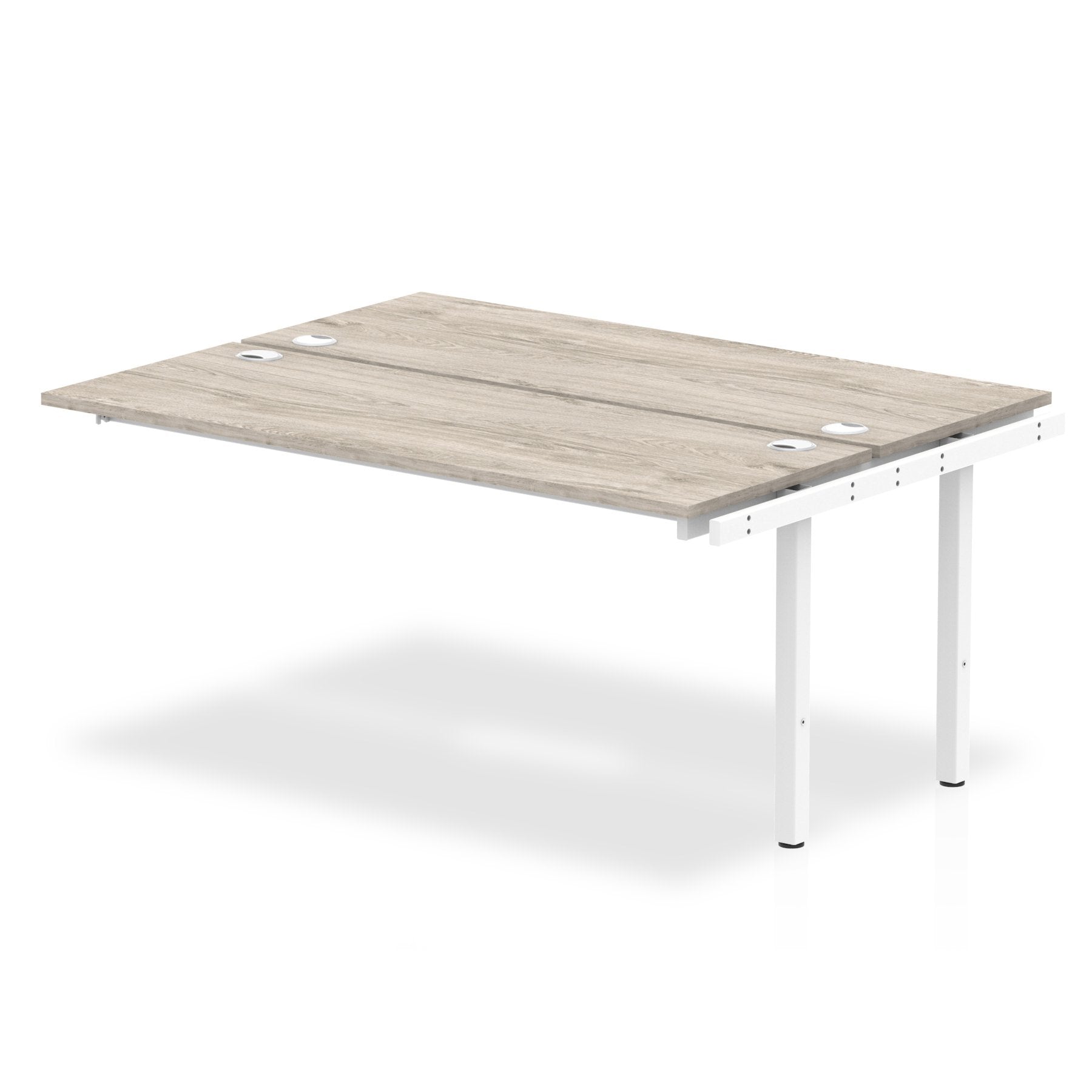 Impulse Back-to-Back Bench Desk Extension Kit W1600 x D1600 x H730mm Grey Oak Finish White Frame - IB00239 DD