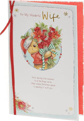 Disney Winnie the Pooh Wife Bouquet Christmas Card