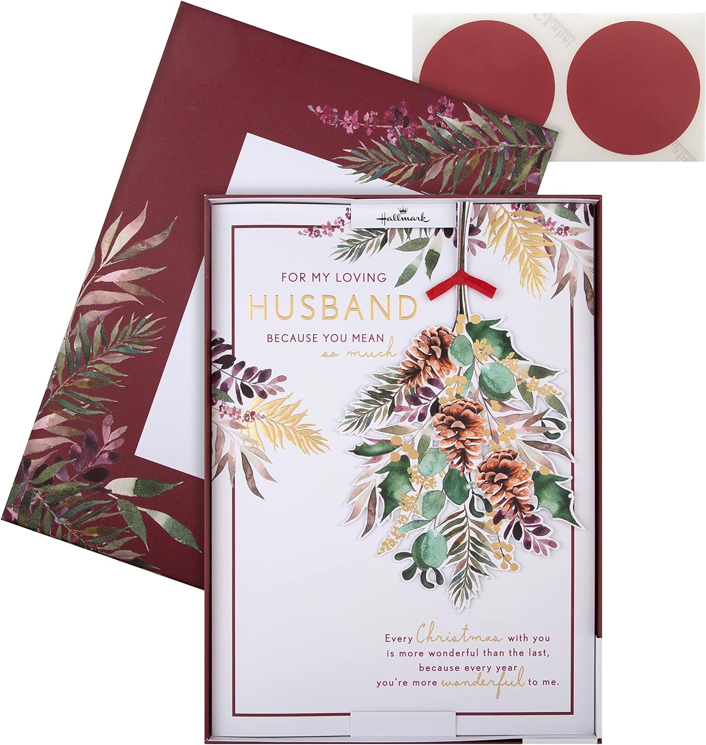 Hallmark Boxed Christmas Card for Husband – Traditional Seasonal Foliage Design