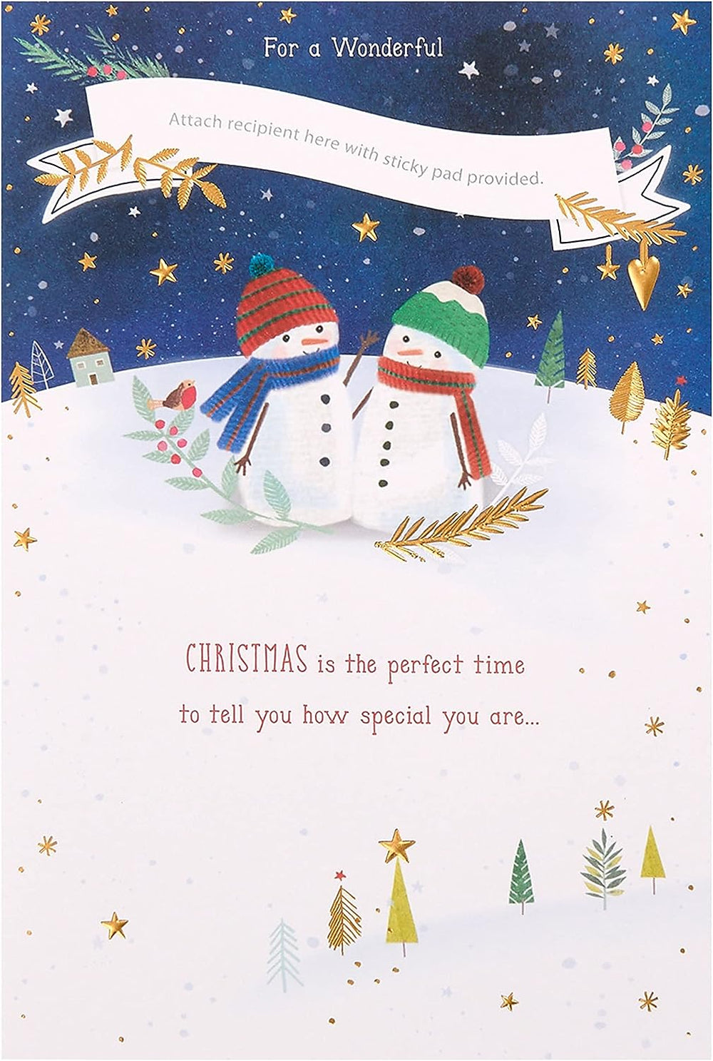 Snow People with Scarf Grandson Christmas Card – Festive Winter Design