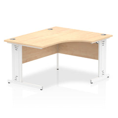 Dynamic Impulse 1400mm Right Crescent Desk Maple Top White Cable Managed Leg I003862 DD
