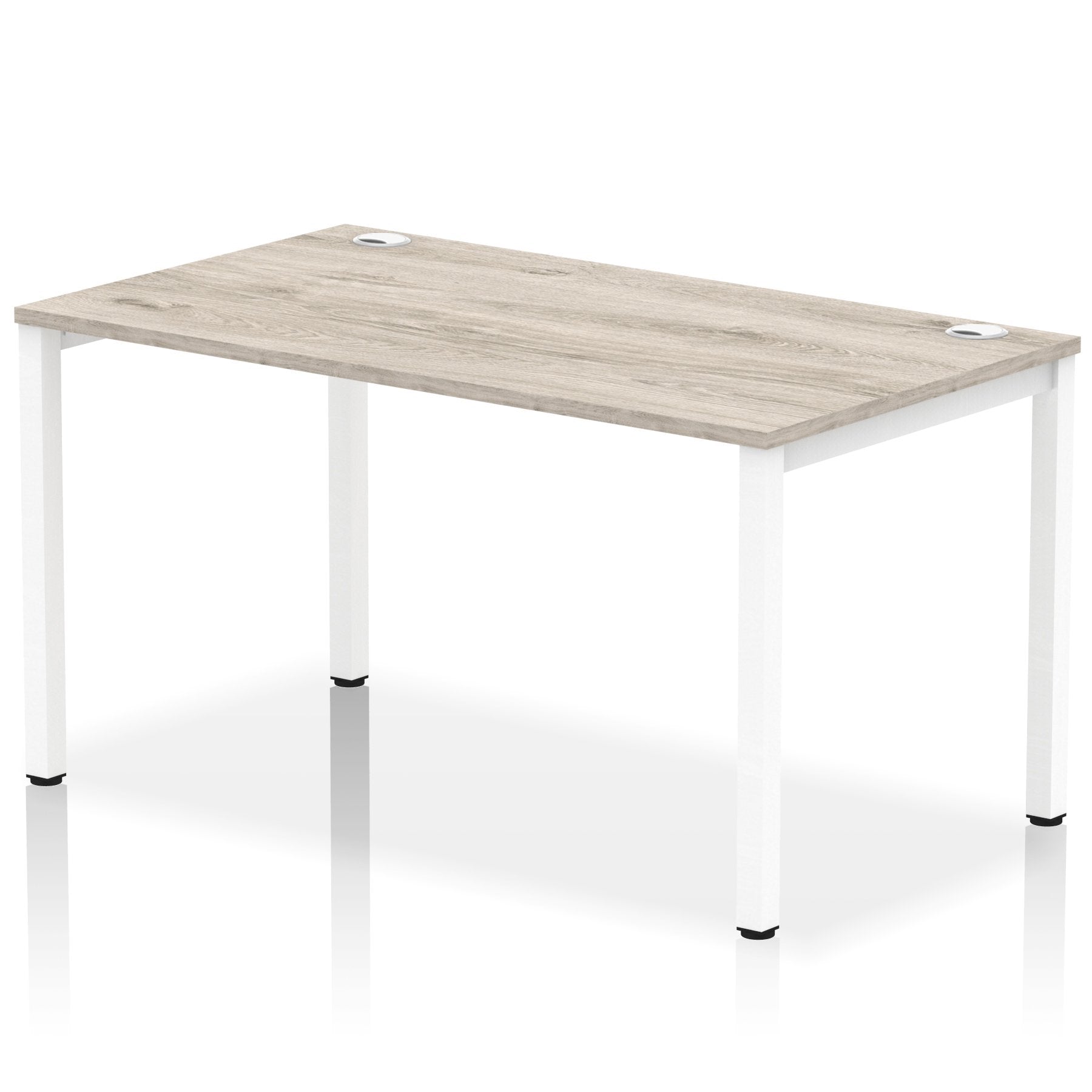 Impulse Single Row Bench Desk W1400 x D800 x H730mm Grey Oak Finish White Frame - IB00263 DD