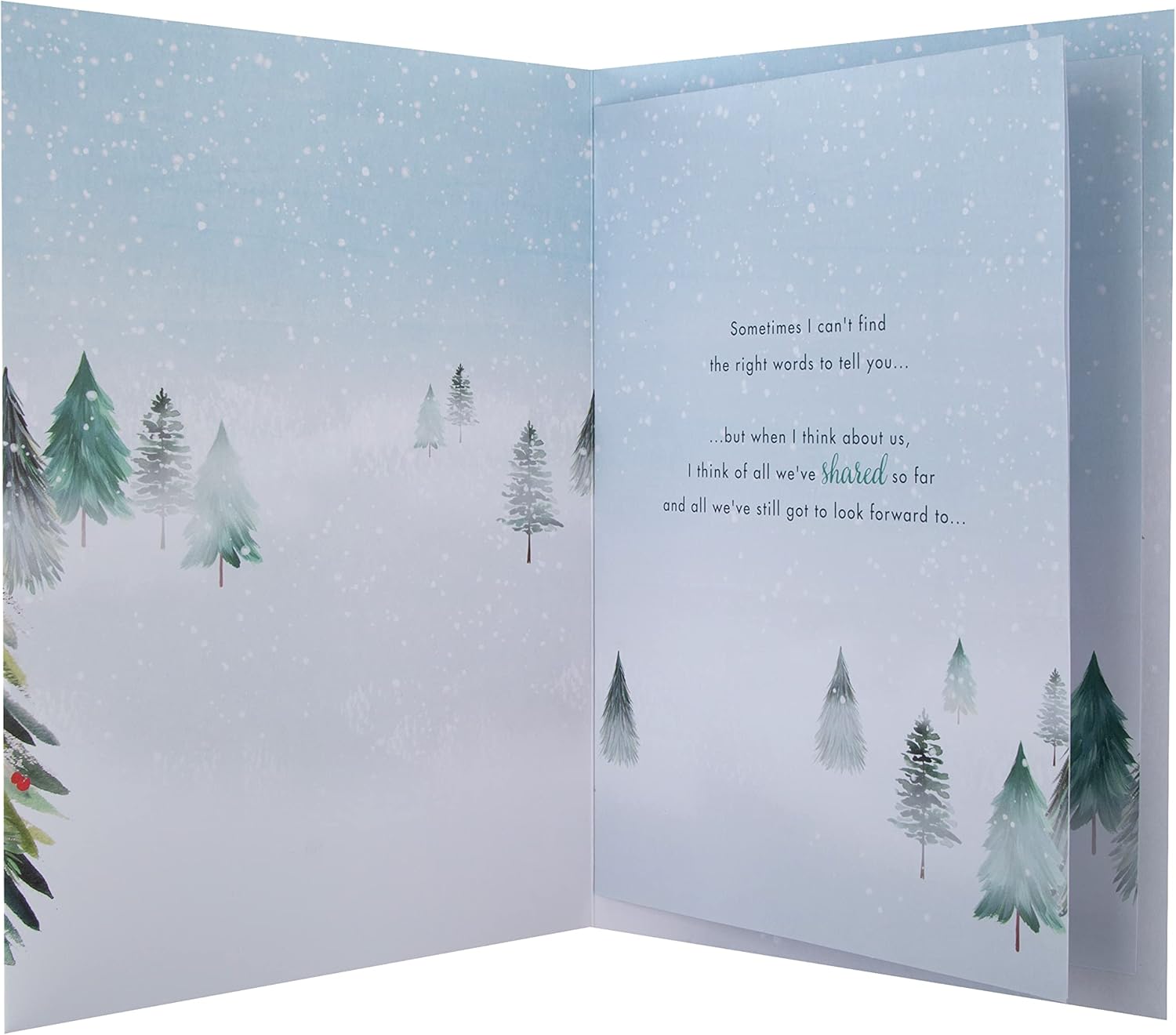 Hallmark Boxed Christmas Card for Fiancée – Classic Winter Scene with Tree Design