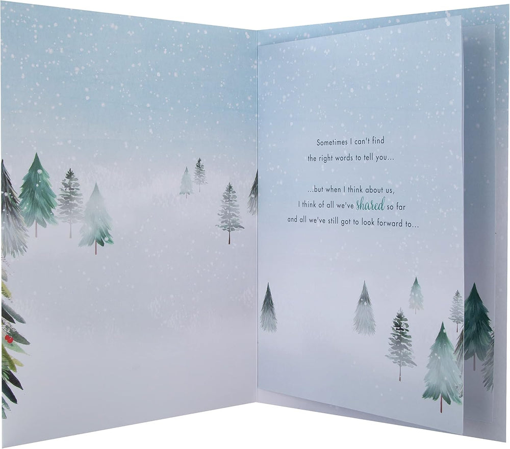 Hallmark Boxed Christmas Card for Fiancée – Classic Winter Scene with Tree Design