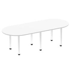 Dynamic Impulse W2400 x D1000 x H740mm Boardroom Table Post Leg White Finish Chrome Frame - I003725 DD