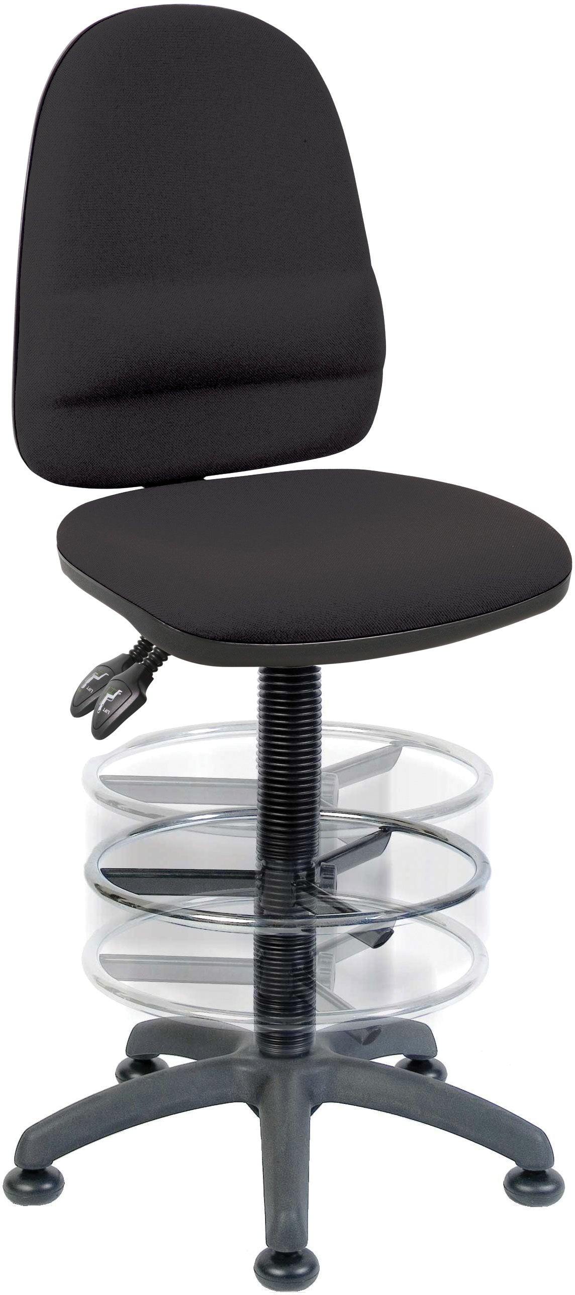 Ergo Twin Deluxe Draughter High Back Fabric Operator Office Chair without Arms Black - 2900BLK/1164 DD