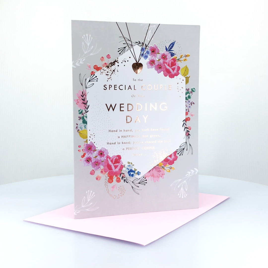 Classic Floral and Text Design Wedding Congratulations Card