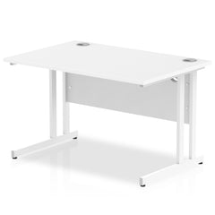 Impulse 1200 x 800mm Straight Desk White Top White Cantilever Leg MI002191 DD