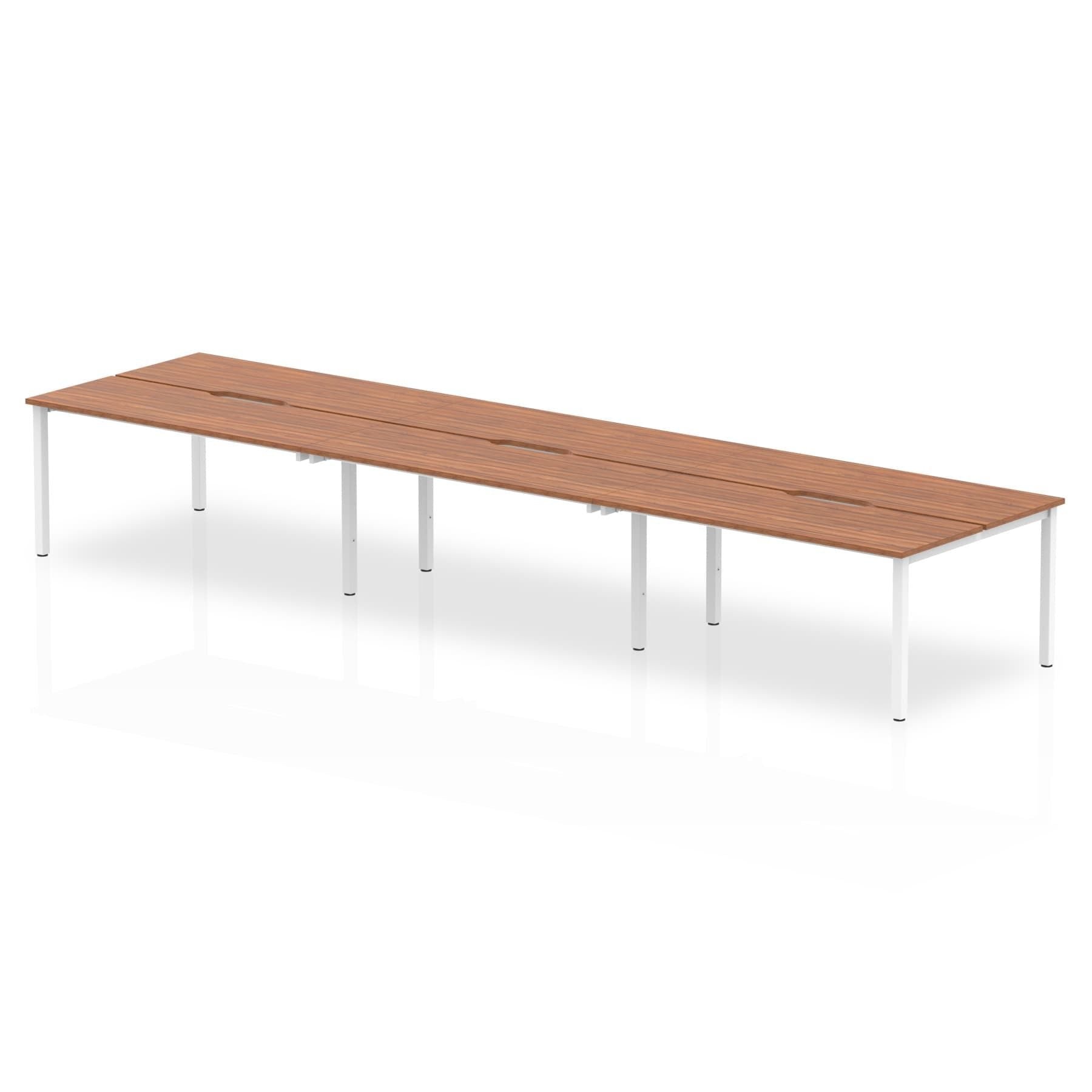 Evolve Plus 1400mm Back to Back 6 Person Desk Walnut Top White Frame BE272 DD