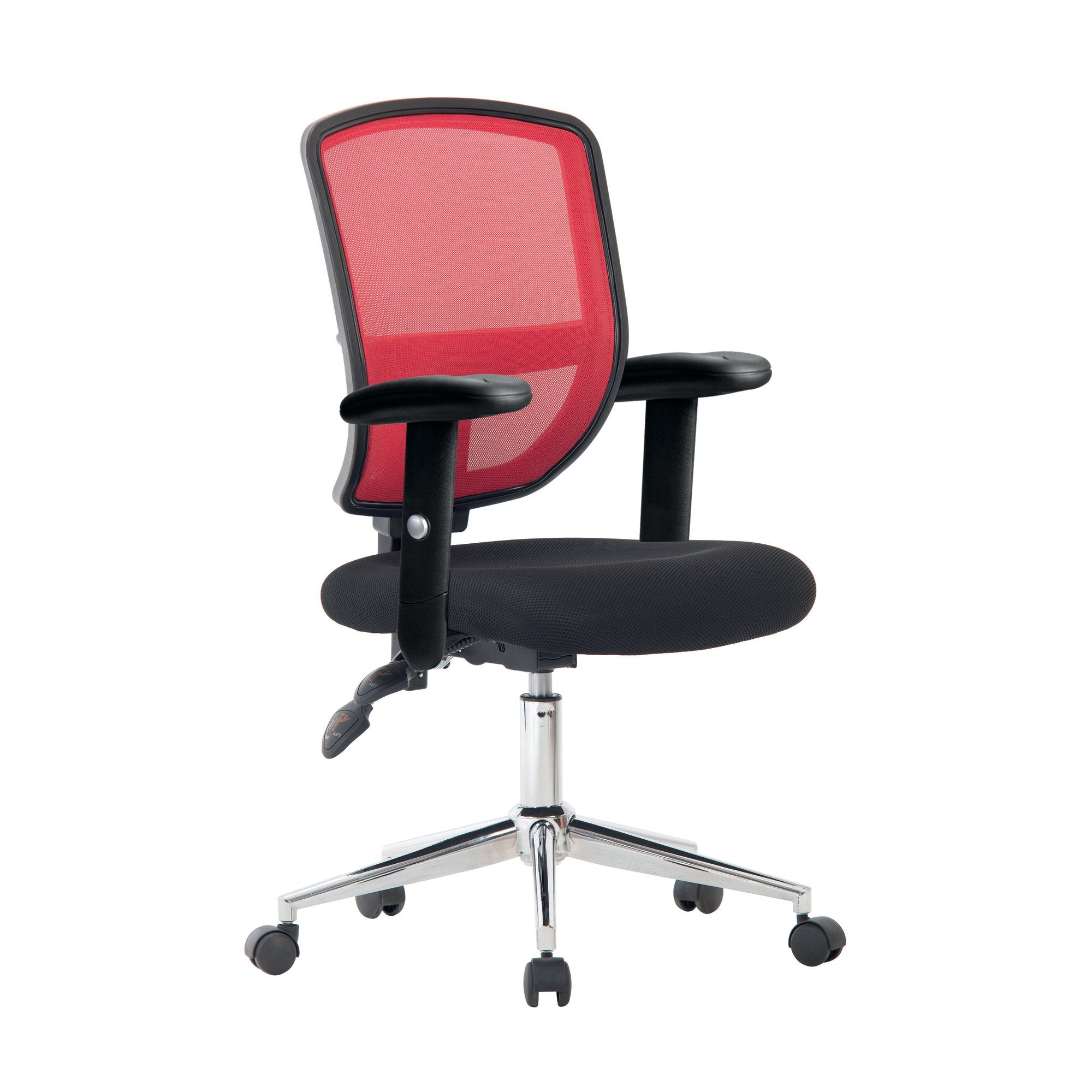Nautilus Designs Nexus Designer Medium Back Mesh Operator Office Chair Sculptured Lumbar Spine Support and Adjustable Arms Red - BCM/K512/RD/ADT DD