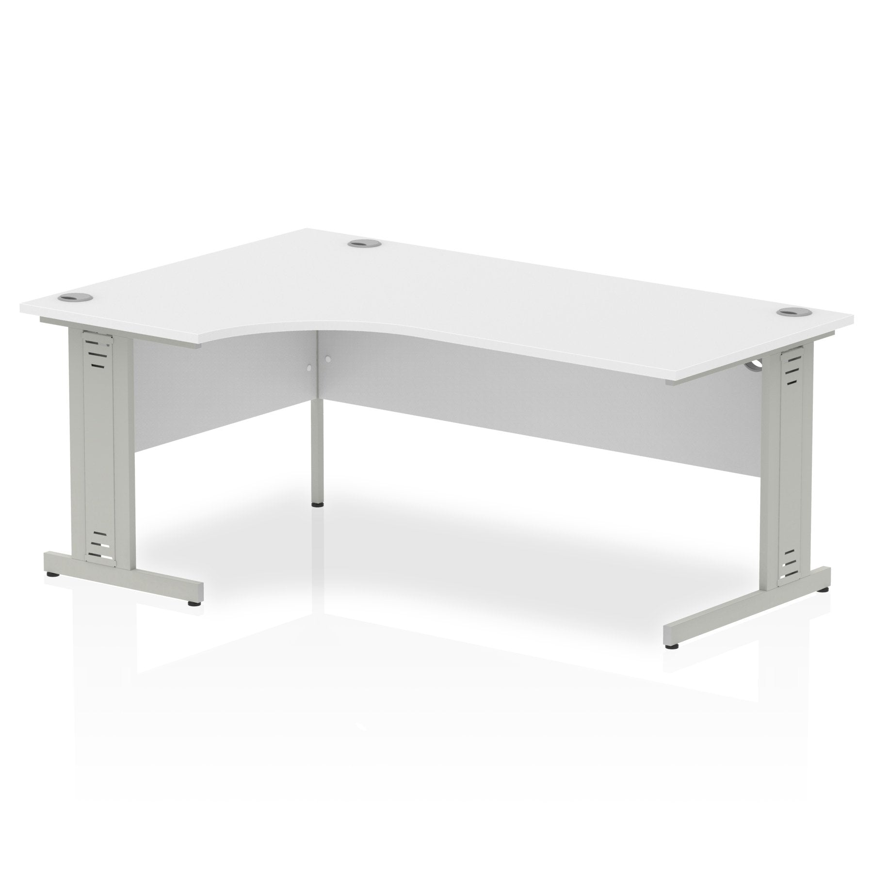 Dynamic Impulse 1800mm Left Crescent Desk White Top Silver Cable Managed Leg I000493 DD