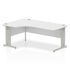 Dynamic Impulse 1800mm Left Crescent Desk White Top Silver Cable Managed Leg I000493 DD