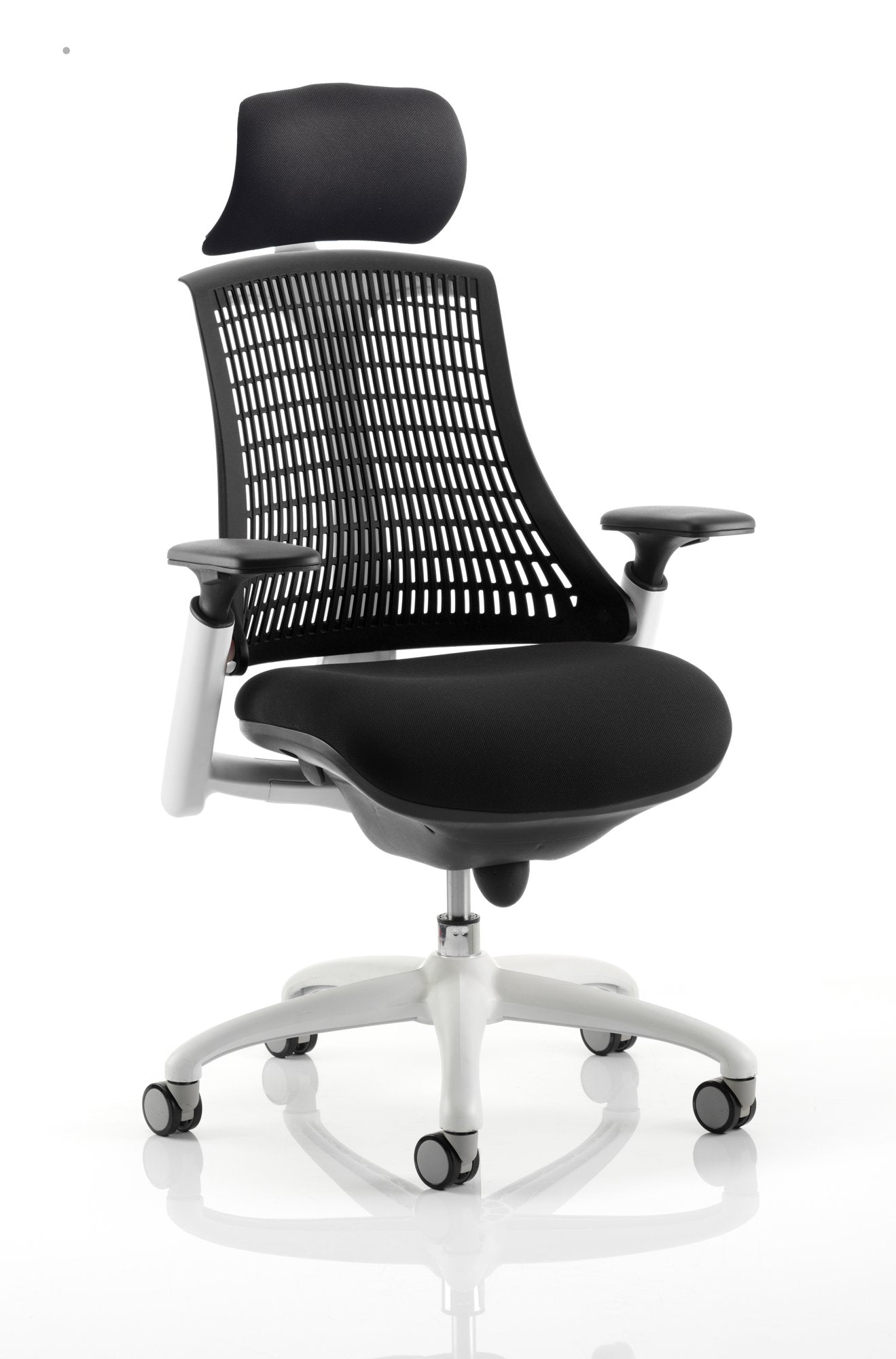 Flex Chair White Frame Black Back With Headrest KC0087 DD