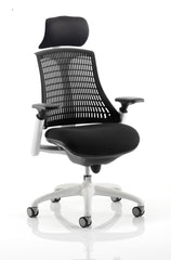 Flex Chair White Frame Black Back With Headrest KC0087 DD