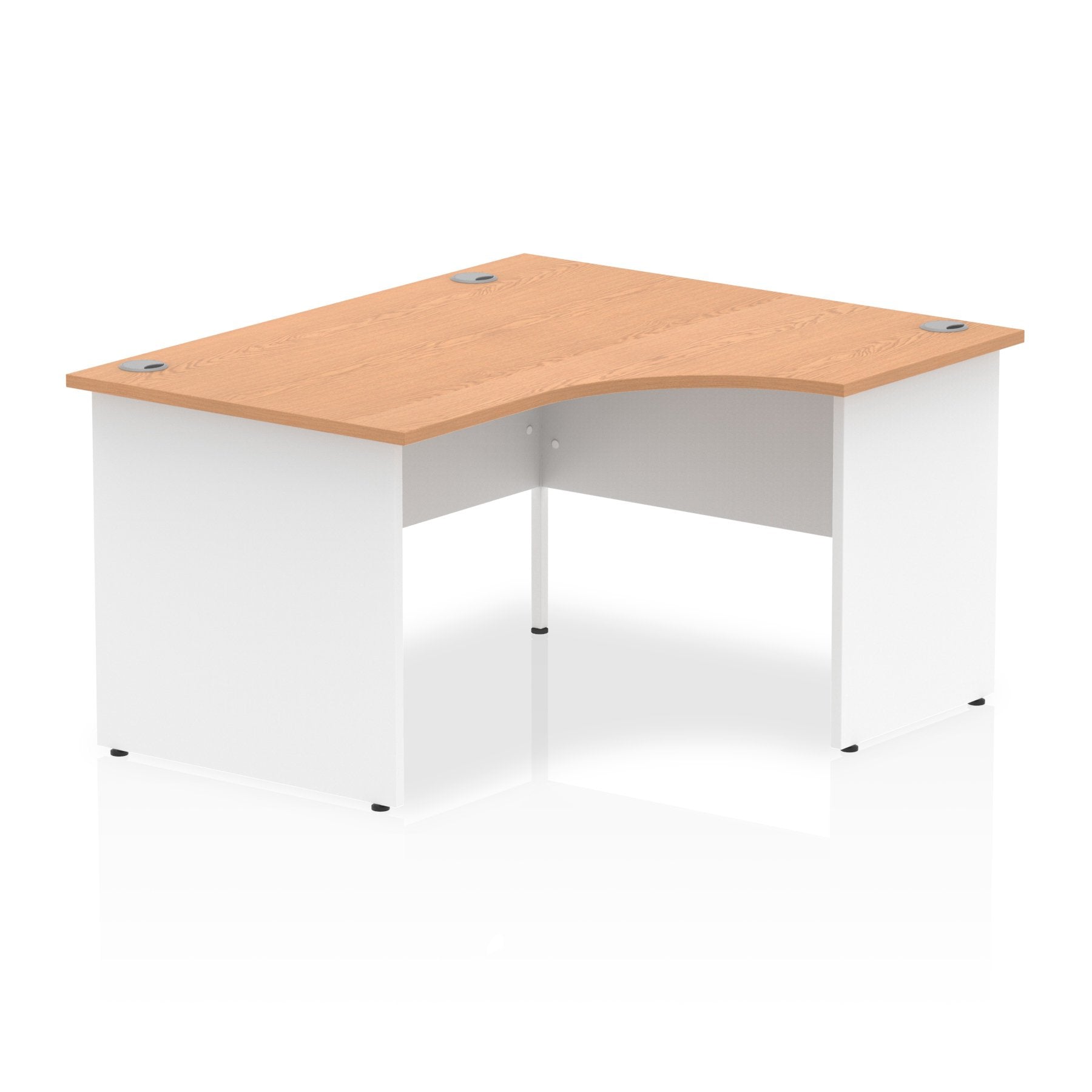 Dynamic Impulse 1400mm Right Crescent Desk Oak Top White Panel End Leg I003886 DD