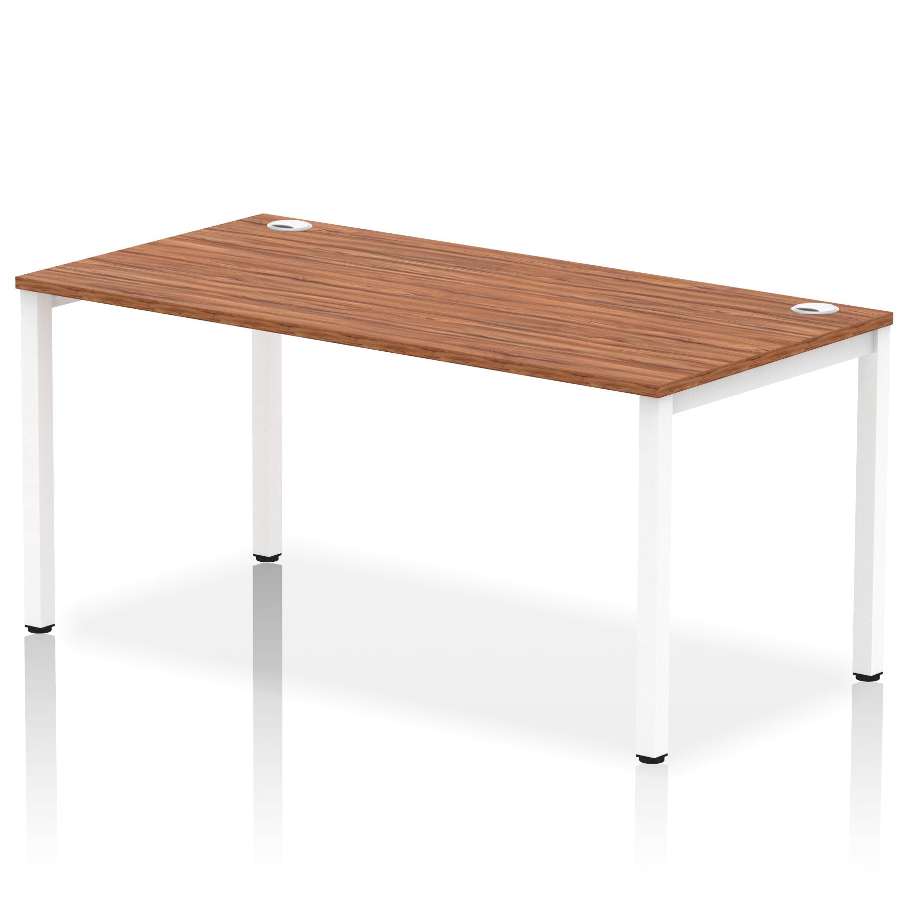Impulse Single Row Bench Desk W1600 x D800 x H730mm Walnut Finish White Frame - IB00278 DD
