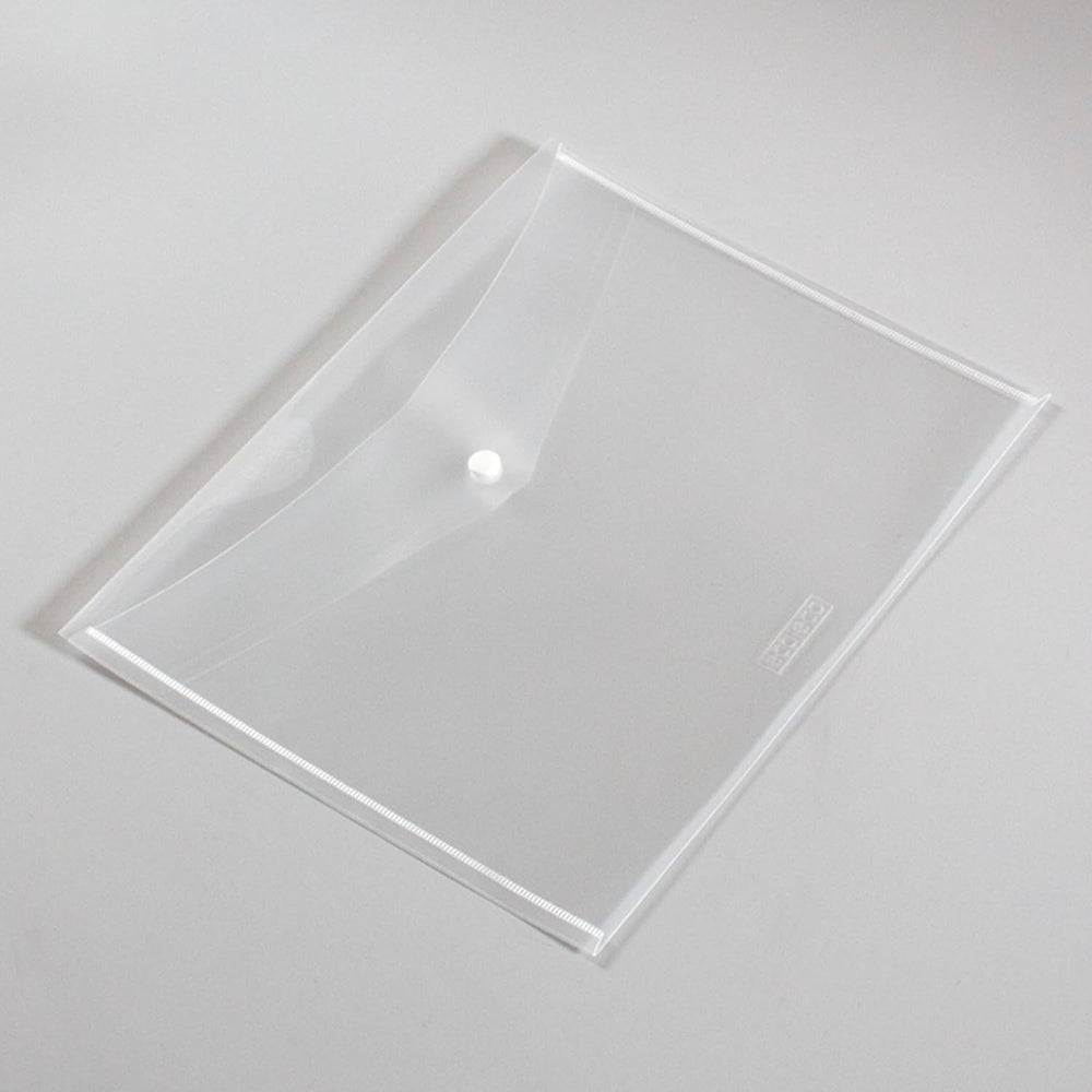 A4 50% Recycled Clear Transparent Press Stud Popper Wallet, Plastic Folders 310x238mm (Pack of 5)