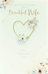 Beautiful Wife Delicate Floral Design Anniversary Card