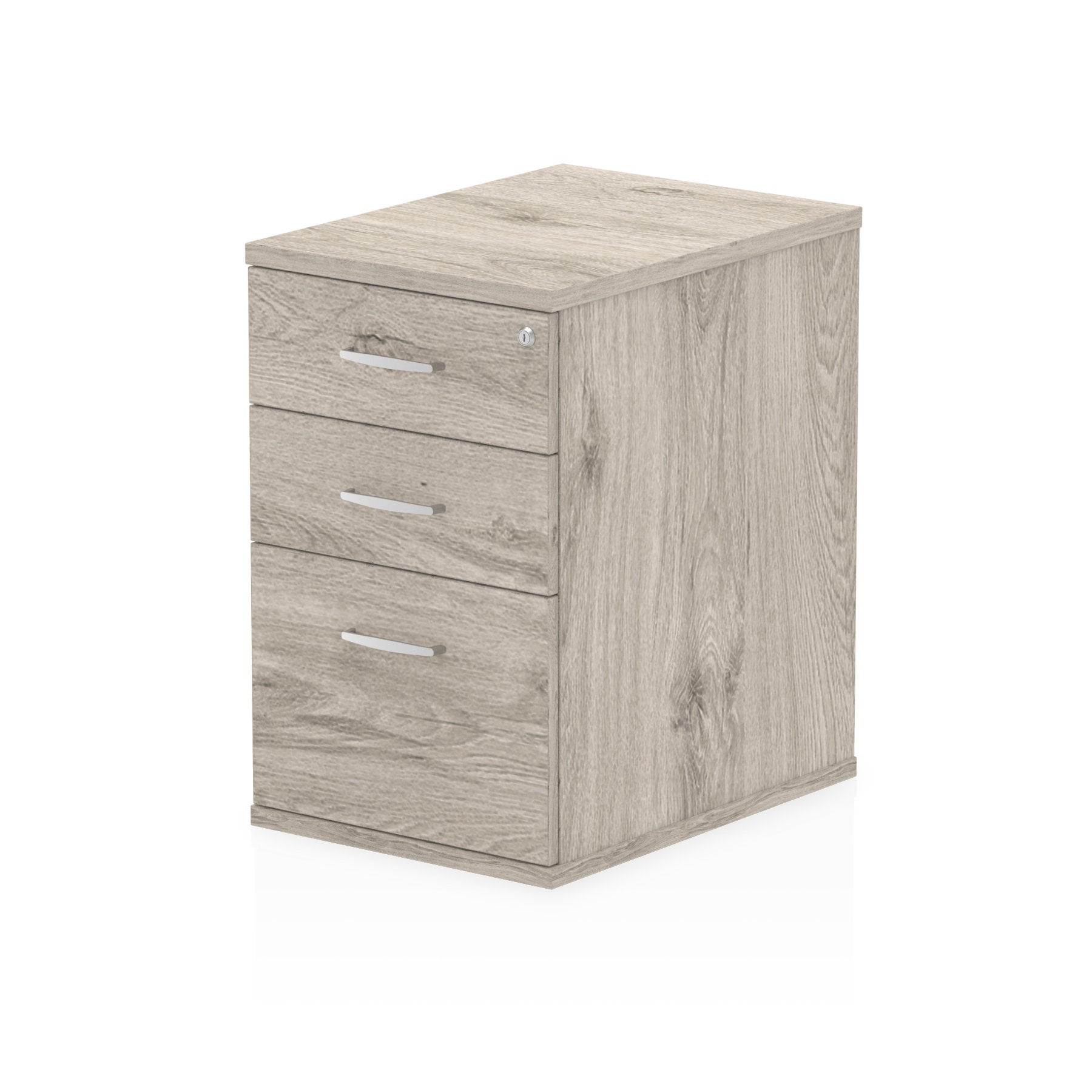 Impulse 600mm Deep 3 Drawer Desk High Pedestal Grey Oak I003221 DD