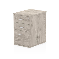 Impulse 600mm Deep 3 Drawer Desk High Pedestal Grey Oak I003221 DD