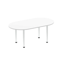 Dynamic Impulse W1800 x D1000 x H740mm Boardroom Table Post Leg White Finish Brushed Aluminium Frame - I003731 DD