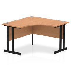 Dynamic Impulse W1200 x D1200/600 x H730mm Corner Desk With Cable Management Ports & Modesty Panel Cantilever Leg Oak Finish Black Frame - MI003282 DD