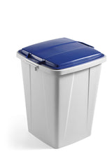 Durable DURABIN Plastic Waste Recycling Bin 90 Litre Grey with Blue Lid - VEH2012031 DD