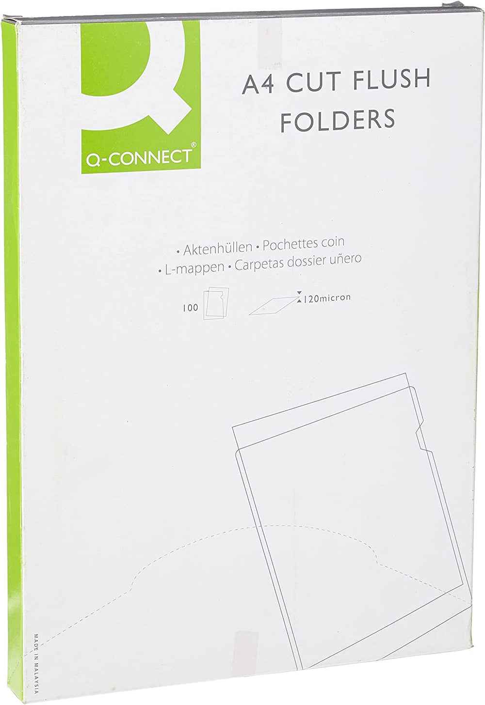 Q Connect A4 Clear Cut Flush Folder (Pack of 100)
