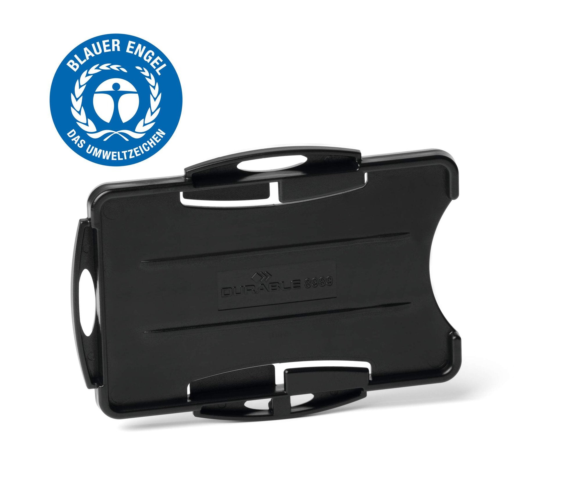 Durable Blue Angel Certified ID Badge Holder for 2 Badges Portrait or Landscape Format Black (Pack 10)- 898901