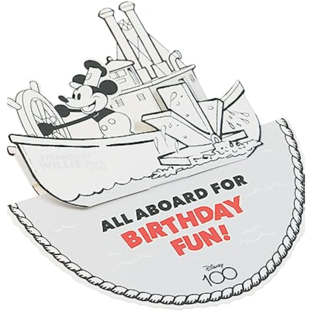 Pop Up Steamboat Willie Micky Mouse Birthday Card