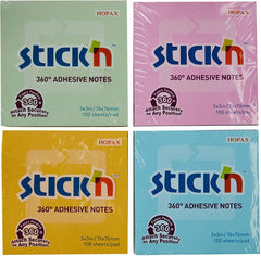 Stickn 360 Sticky Notes 76x76mm 100 Sheets Assorted Colours (Pack 12) 21792