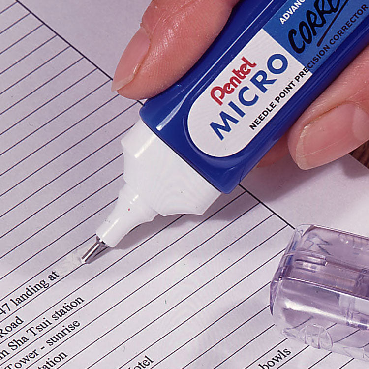 Pentel Micro Correct Precision Tip Correction Fluid Pen White (Pack 12) - ZL31-W