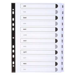 Exacompta Index Jan-Dec A4 160gsm Card White with White Mylar Tabs - MWDJ-DZ