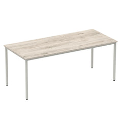 Impulse 1800mm Straight Table Grey Oak Top Silver Box Frame Leg I003262 DD