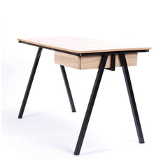 Nautilus Designs Tyrol Compact Workstation with Suspended Underdesk Drawer Oak Finish Black Frame - BDW/I201/BK-OK DD