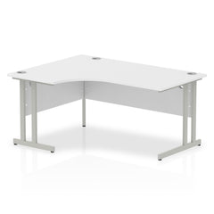 Impulse 1600mm Left Crescent Desk White Top Silver Cantilever Leg I000321 DD