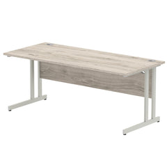 Impulse 1800 x 800mm Straight Desk Grey Oak Top Silver Cantilever Leg I003078 DD