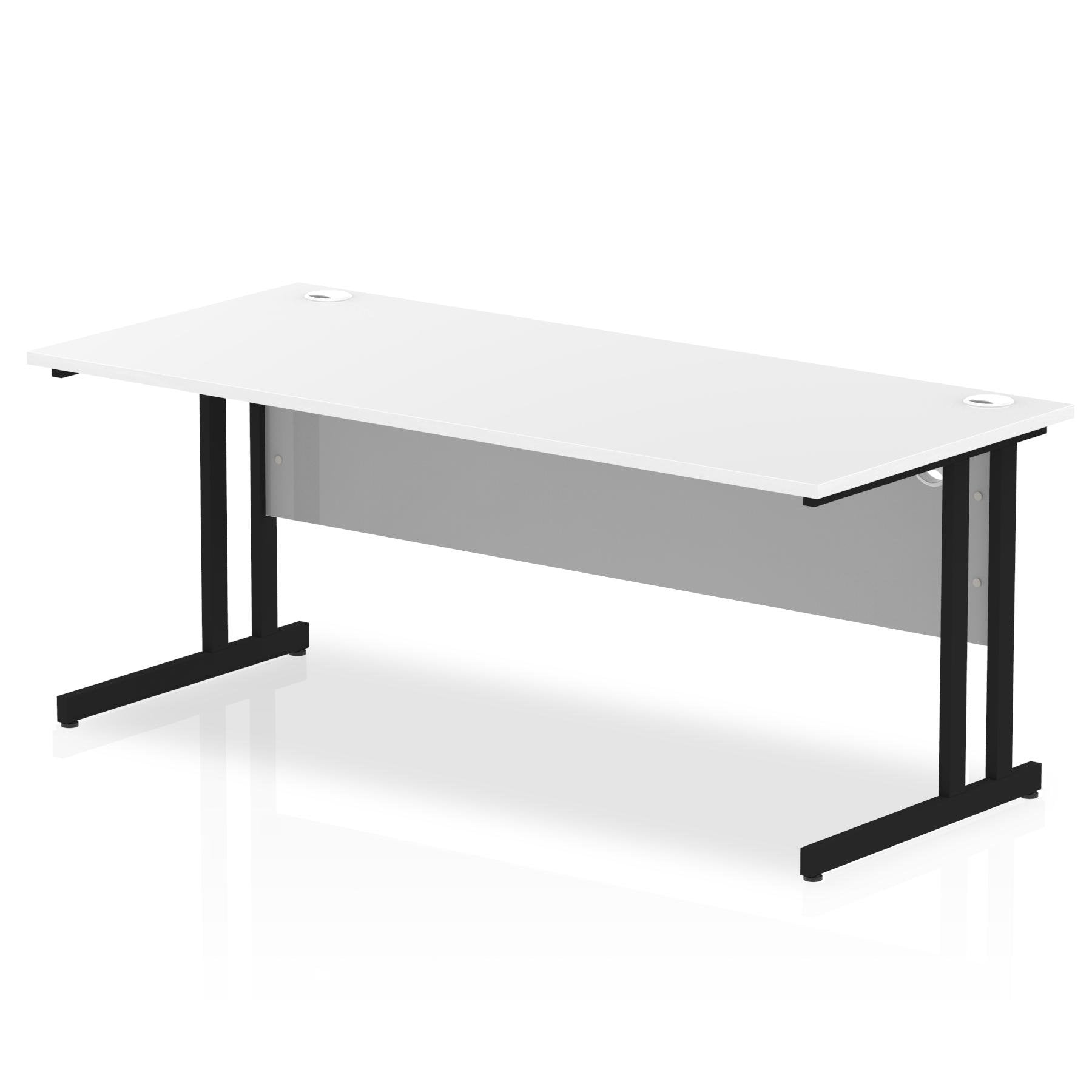 Impulse 1800 x 800mm Straight Desk White Top Black Cantilever Leg MI003333 DD