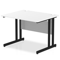 Impulse 1000 x 800mm Straight Desk White Top Black Cantilever Leg I004309 DD