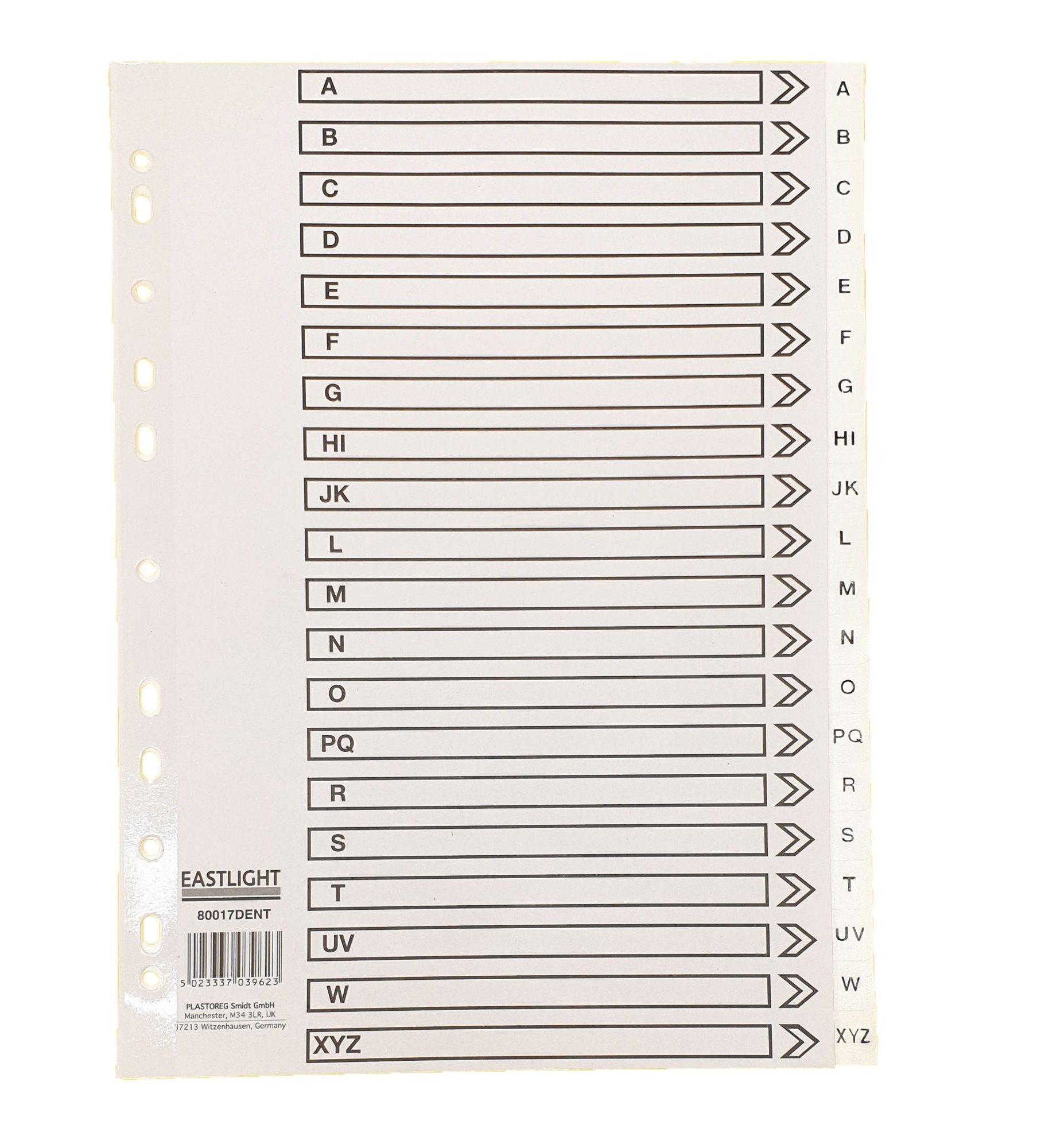 ValueX Index A-Z A4 120 Micron Polypropylene White - 80017DENT