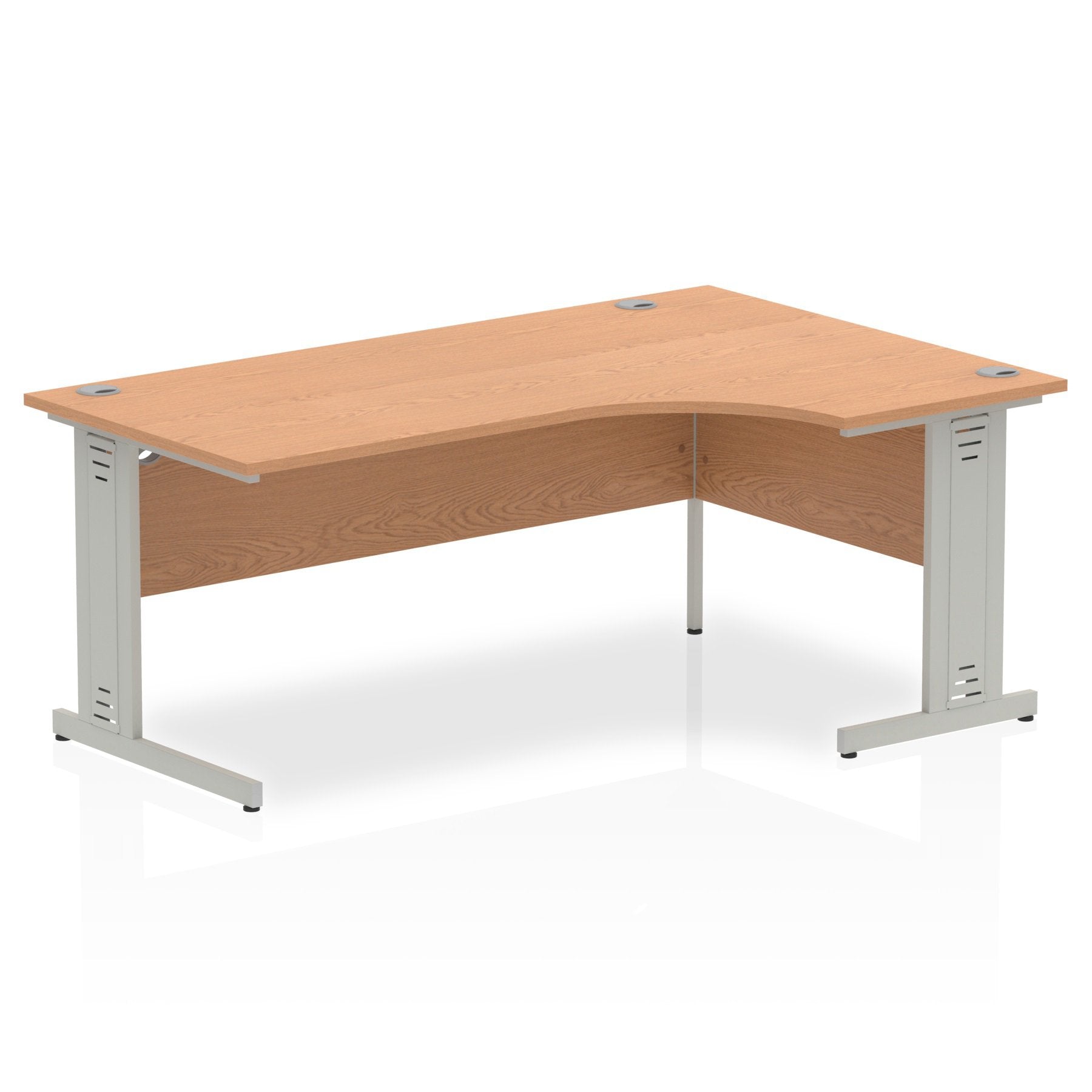 Dynamic Impulse 1800mm Right Crescent Desk Oak Top Silver Cable Managed Leg I000866 DD