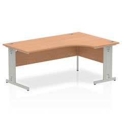 Dynamic Impulse 1800mm Right Crescent Desk Oak Top Silver Cable Managed Leg I000866 DD