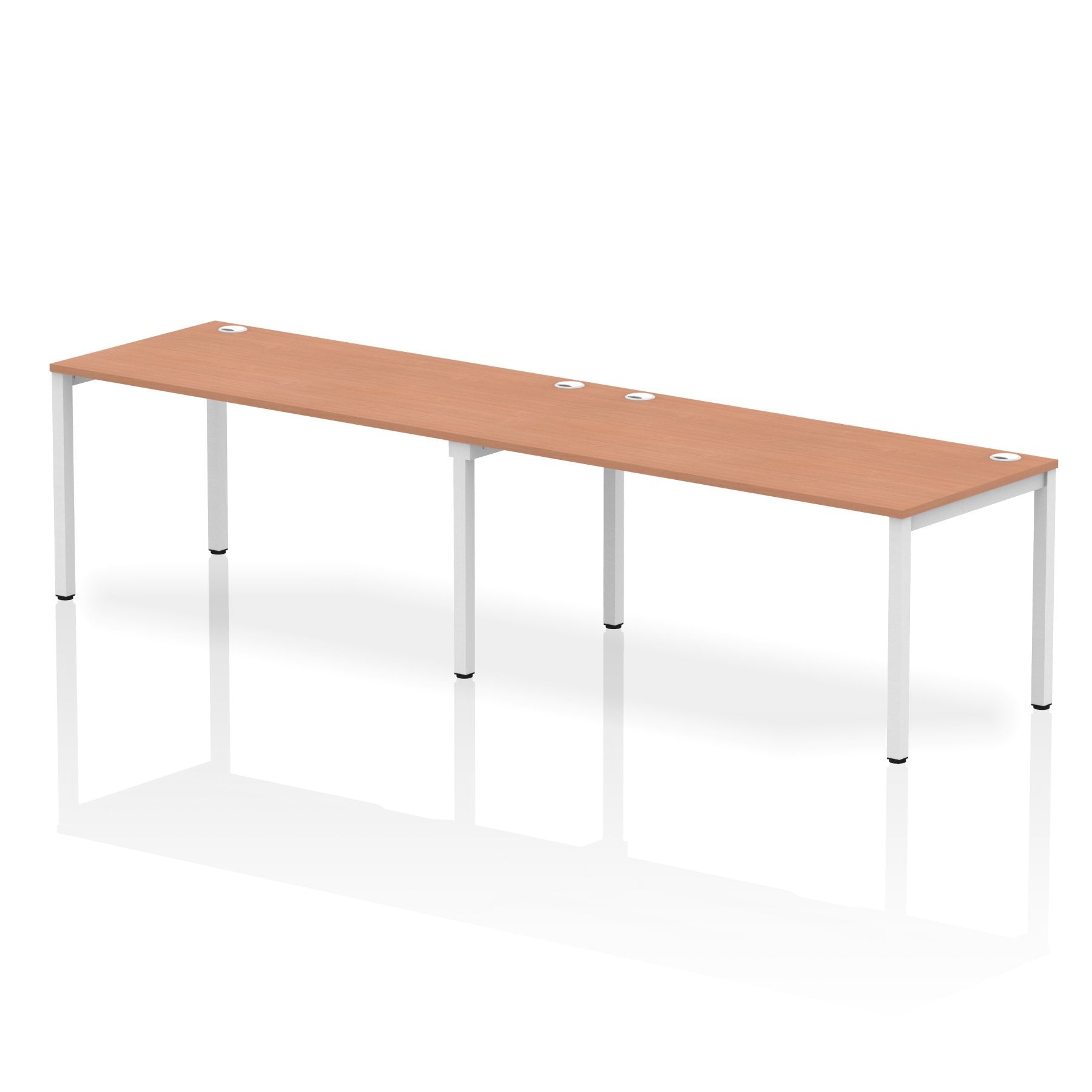 Impulse Single Row 2 Person Bench Desk W1600 x D800 x H730mm Beech Finish White Frame - IB00310 DD