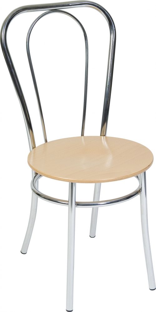 Bistro Deluxe Chair Solid Wood Seat with Chrome Frame (Each)